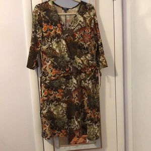 Elenentz 1X 3/4 faux wrap dress